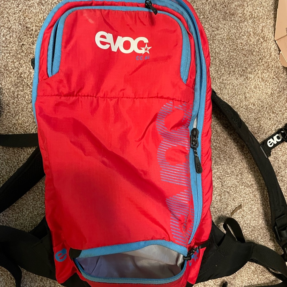 Evoc Red and Blue Backpack